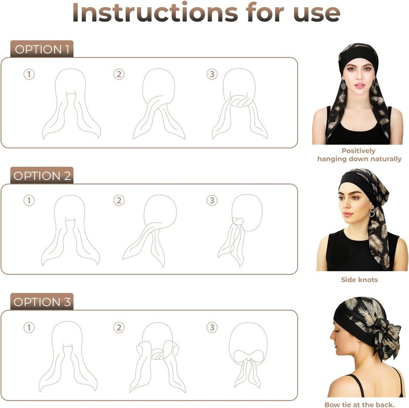FADACHY Chemo Headwear for Women,Chemo Caps Lightweight for Summer with Head Scarf,Silky Soft Hair Turbans Fashion - Image 5